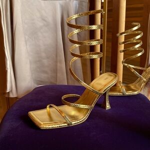 Zara Gold gladiator heels…..super fun. Actually comfortable!
